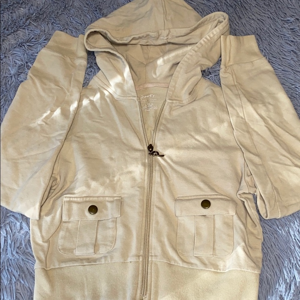 Tan Large Poof cropped sweatshirt